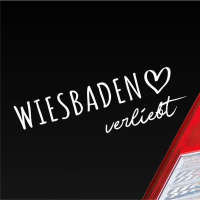 Produktbild von Auto Aufkleber Wiesbaden verliebt Herz Stadt Heimat Liebe Car 19x6 cm Weiss Matt Sticker Heckscheibenaufkleber