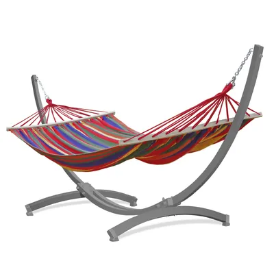 Produktbild von Potenza Outdoor Hängematte mit Verzinkter Tytan Gestell für 2 Personen I Stabhängematte XXL 220x160, 200kg I Grau Hängemattengestell 350 kg Wetterfest