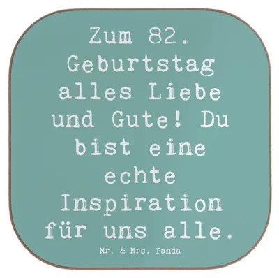 Produktbild von Mr. & Mrs. Panda Holzuntersetzer Spruch 82. Geburtstag - Meeresbrise - Geschenk, alles Liebe und Gute, Geburtstagsgeschenk, Feier, Alter, Geburtstagssprüche, unterleger