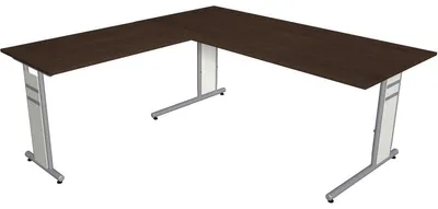 Produktbild von Schreibtisch Form4 180 C-Fuß-Gestell 180x80x68-82cm / Anbau 100x60cm wenge
