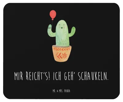 Produktbild von Mr. & Mrs. Panda mausteppich Kaktus Luftballon - Schwarz - Geschenk, Kakteen, laptop mousepad, Büro, Ausbildung, Freund, Freundin, Mauspad, Mouse Pad, pc
