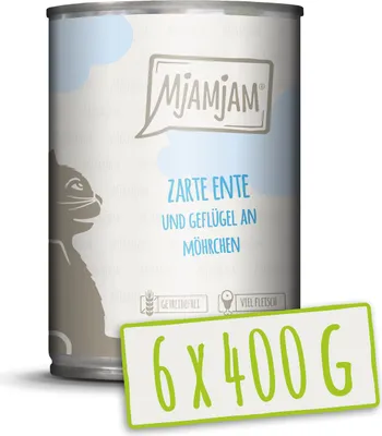 Image de MjAMjAM - 6x400g boîtes canard & volaille aux carottes nourriture humide pour chats nourriture principale nature
