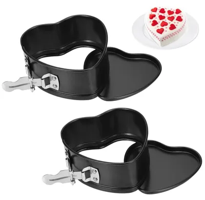 Productafbeelding van Set van 2 hartvormige springvormen van 10 cm met antiaanbaklaag, zwart