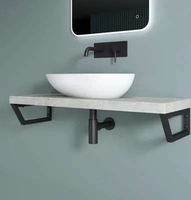 Image de doporro 2 Pièces Équerre de Fixation Noir Plan de Toilette Étagère Tablette Murale Porte-Serviette en Acier Inoxydable 38x2,5x15cm WH04