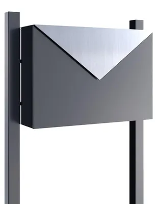 Produktbild von Standbriefkasten Letter in Anthrazit mit Edelstahlklappe