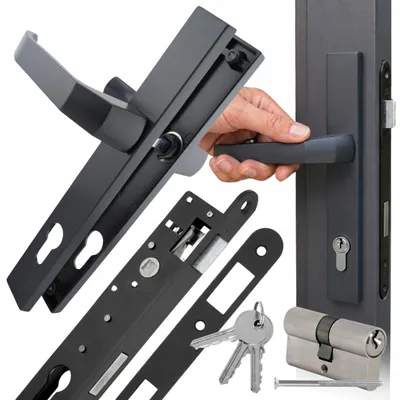 Produktbild von Prestige-Set Für Tor, Garagentor, Griff 90 Graphit, Schloss, Zylinder