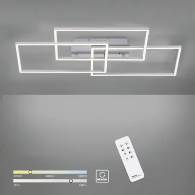 Produktbild von JUST LIGHT LED Deckenleuchte IVEN Fernbedienung Dimmbar per Fernbedienung, CCT, Memoryfunktion silber Wohnbereich, z.B. Wohnzimmer, Schlafzimmer, Esszimmer, Flur 14150-55