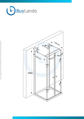 Produktbild von BuyLando Emma 80x90x80 cm H:180 cm U-Form Duschkabine Weiß Beschläge