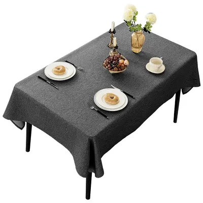 Produktbild von Wasserabweisende Tischdecke 240×140 cm – Rechteckig, Leinenoptik, waschbar, für Garten, Camping, Hochzeit – Dunkelgrau