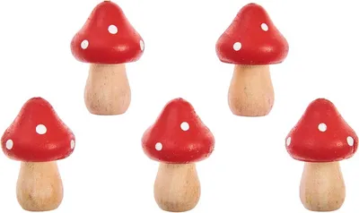 Produktbild von Rico Design Holz-Dekofigur Fliegenpilz, natürlich, bemalt, 3 cm Höhe, für Kränze & Gestecke