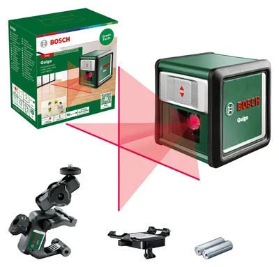 Zdjęcie produktu dla Bosch Quigo, 0,8 mm/m, 4°, 6 s, Poziomy/Pionowy, Czerwony, 635 nm (< 1 mW)
