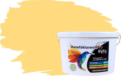 Produktbild von RyFo Colors Bunte Wandfarbe Manufakturweiß Butterblume 10l  - weitere Gelb Farbtöne und Größen erhältlich, Deckkraft Klasse 1, Nassabrieb Klasse 1