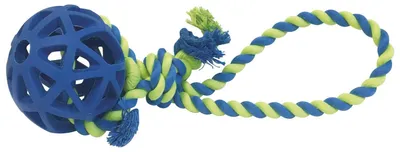 Produktbild von GLORIA Hundespielzeug Gummiball, Größe 9 cm x 30 cm, mit Seil, M, Variado