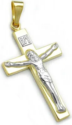 Produktbild von Anhänger Kreuz Kreuzanhänger Jesus 375 Gold bicolor Halsschmuck Uni