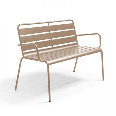 Produktbild von Gartenbank aus pulverbeschichtetem Stahl Taupe - Oviala Palavas