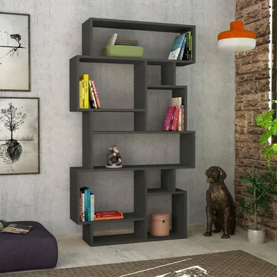Produktbild von Bücherregal Gacrux, Büroregal, Mobiler Buchhalter, Bücherbrett, 96x26h169 cm, Anthrazit