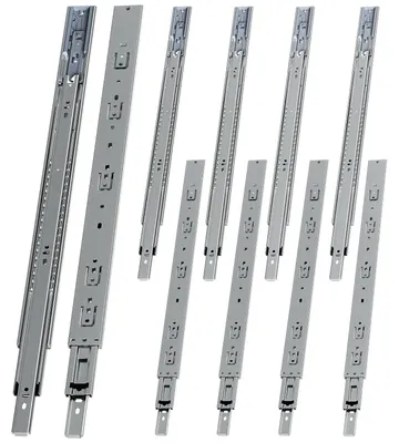 Obrázek produktu pro Peviasot 5 párů pojezdů pro zásuvky, délka 600 mm, s tlumením, plný výsuv, 3dílné, tiché kuličkové ložiska, vhodné pro nábytek a zásuvky