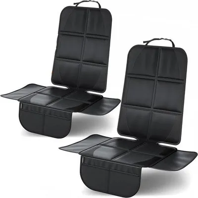 Produktbild von PolkaHome® Unterlage für Kindersitz – Autositzschutz – rutschfest, leicht zu reinigen – Schwarz (2 Stück)
