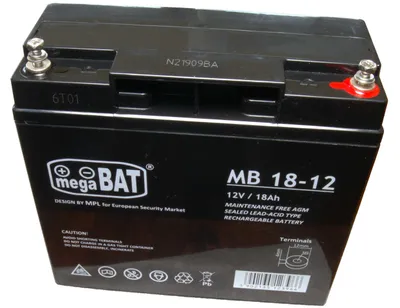 Obrázok produktu pre MegaBat MB 18-12, Sealed Lead Acid (VRLA), 12 V, 4 kusov, Čierna, 18 Ah, 5,4 kg