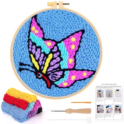 Punch Needle Set für Anfänger – Schmetterling, DIY-Stickerei