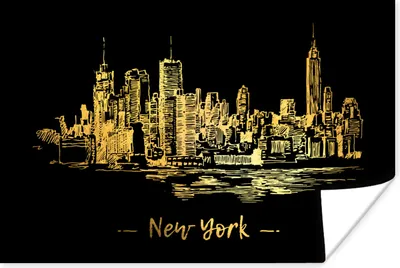 Produktbild von MuchoWow® Poster New York - Skyline - Gold 180x120 cm - Fotoplakat