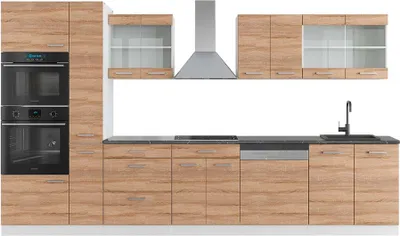 Produktbild von Küchenzeile Vicco R-Line Sonoma/Weiß 350 cm mit Hochschrank, AP Anthrazit, Model 42333