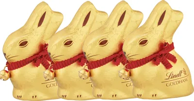 Produktbild von Lindt Goldhase Hohlfigur Alpenvollmilch Schokolade Ostern 50g 4er Pack