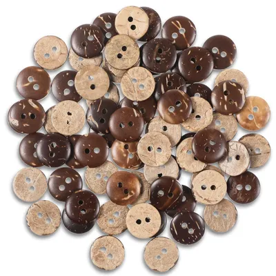 100 Kokosnuss-Knöpfe, braun, 1,25 cm, 2-Loch, zum Nähen & Basteln