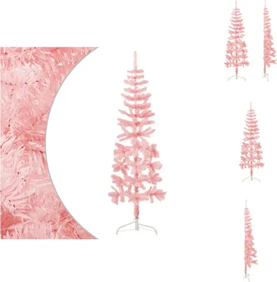 Produktbild von vidaXL Künstlicher Halb-Weihnachtsbaum mit Ständer Schlank Rosa 120 cm - Weihnachtsbäume