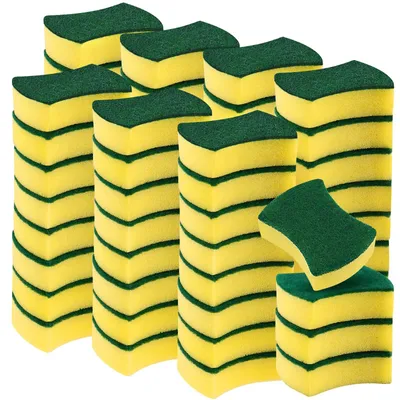 Produktbild von JEUIHAU 60 Stück 10 x 8 x 3 cm Scheuerschwamm, Küchenreinigungsschwämme, doppelseitiger Spülschwamm, kratzfest, für Küche, Haushalt