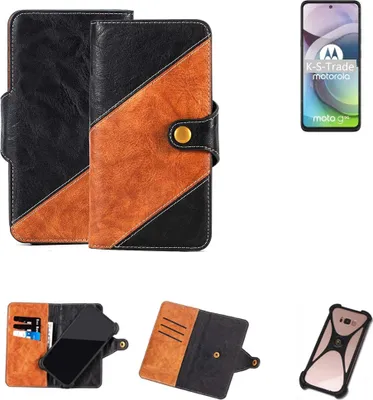 Produktbild von K-S-Trade Handyhülle Schutzhülle Bookstyle Case Wallet-Case kompatibel mit Motorola Moto G 5G Handy Cover Bumper Klapphülle schwarz hellbraun 1x