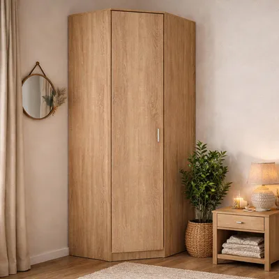Image de Compiano - Armoire 1 porte, marron noyer, 4 étagères