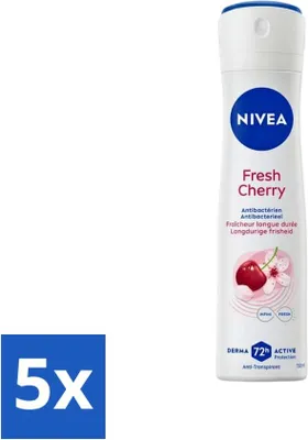 Obrázok produktu pre Nivea - Dezodorant antiperspirant - Fresh Cherry - 150 ml - Hodnotné balenie - 5 kusov