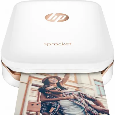 Image de Imprimante photo HP Sprocket, ZINK (sans encre), 313 x 400 ppp, 5 x 7,6 cm, impression sans marge, Bluetooth, blanche