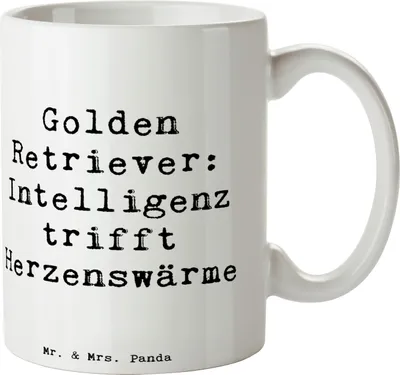 Produktbild von Mr. & Mrs. Panda Tasse Spruch Golden Retriever Liebe - Weiß - Geschenk, Hunderassen Charakter, Hundeverbindung, Hundeliebhaber, liebevoller Hund, Hunderasse, Teetasse