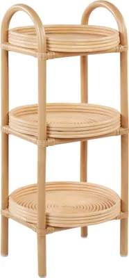 Produktbild von BELIANI Pflanzentisch Rattan für den Innen- und Außenbereich Retro 3 Regale Freistehende Gartenaufbewahrung