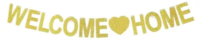 Produktbild von Willkommen Zuhause Banner Girlande Gold für Party und Feier