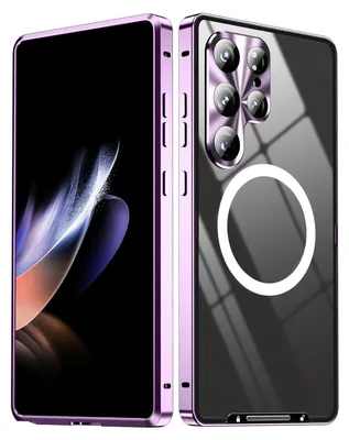 Image de Pour Samsung Galaxy S25 Ultra 5G Magnétique Magsafe Frosted Métal Design Protection Cover Lila