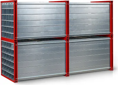 Produktbild von RR Industrietechnik Wabenregal RWR-30/3 3000x1000x1000mm mit 30 Fächern RAL 3000 Feuerrot