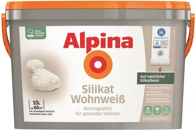 Produktbild von Alpina Silikat Wohnweiß Wandfarbe 10 L