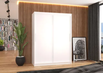 Obrázek produktu pro Šatní skříň s posuvnými dveřmi 150 cm GADRINA - bílá