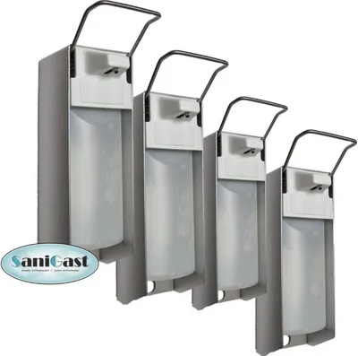 Produktbild von 4 Desinfektionsspender Alu 500 ml Euronorm - kurzer Hebel - Leerflasche