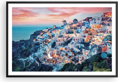 Produktbild von Gerahmtes Poster - Schwarzer Rahmen - Santorini Griechenland anzeigen - 91,5x61 cm - Wand Bild - Wanddeko - Wandbilder - Kunstposter - Wandposter - Bilderrahmen - Bilder - Kunstdruck - P2BAA91x61-4784