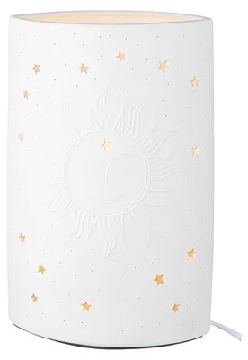 Image de GILDE Lampe de table, "Harmonie", motif soleil, porcelaine, blanc, , L. 10 cm, l. 18 cm, H. 28,5 cm 32702