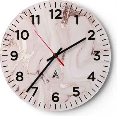 Produktbild von Wanduhr - Rund - Glasuhr - Rosa Marmor verschüttet - 30x30cm - Schleichendes Uhrwerk - Lautlos - zum Aufhängen bereit - Dekoration Modern - Wanddekoration aus Glas - C4AR30x30-4799