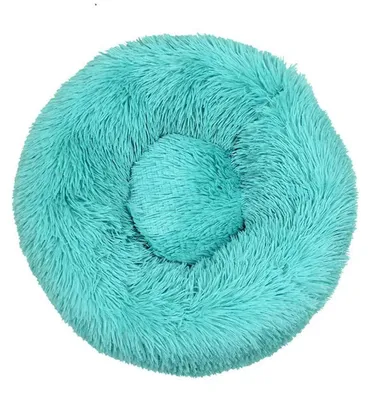 Produktbild von Hundebett Katzenbett Flauschig Rund 80cm Grün Plüsch Donut Kissen