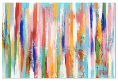 2er-Set abstrakte Leinwandbilder, handbemalt, 80x3x120 cm, Blau/Gelb/Rot