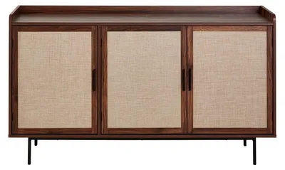 Image de CALICOSY - Buffet 3 portesReproduction noyer avec façades en tissu  L140 cm - JETSON