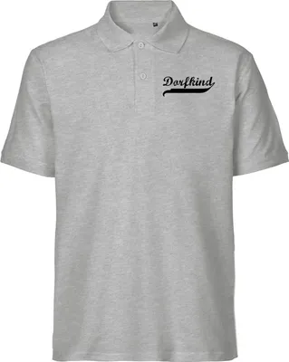 Produktbild von Hellweg Druckerei Baumwoll-Polo Dorfkind Vintage Geschenk Oberteil Sport Grey Größe S Bio Baumwolle Fairtrade Dorfkind Vintage Aufmerksamkeit