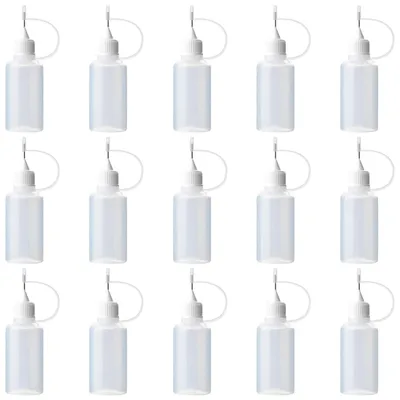 Nadelspitzenflaschen 15 Stück, 10 ml, Präzisions-Applikator, weiß